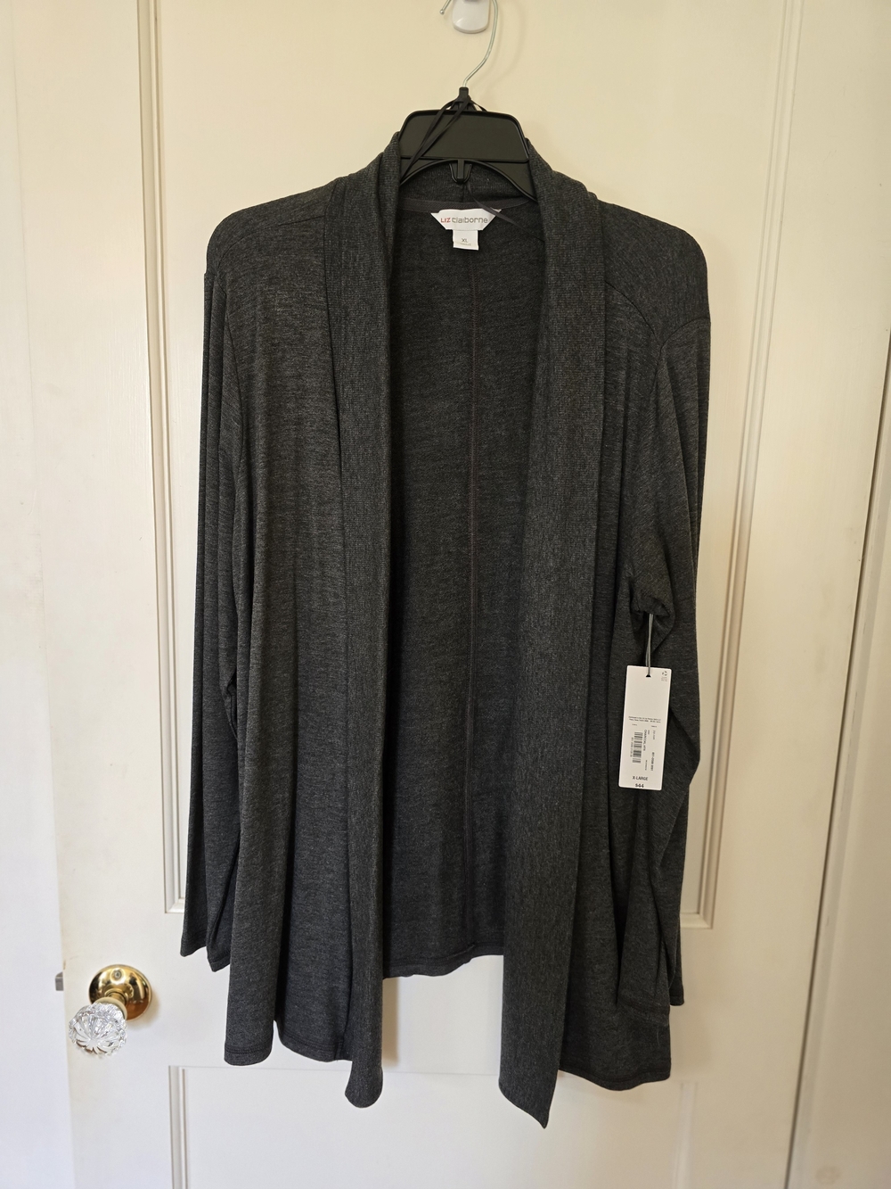 Liz Claiborne Dark Charcoal Heather Lightweight Open-Front Dress Cardigan XL